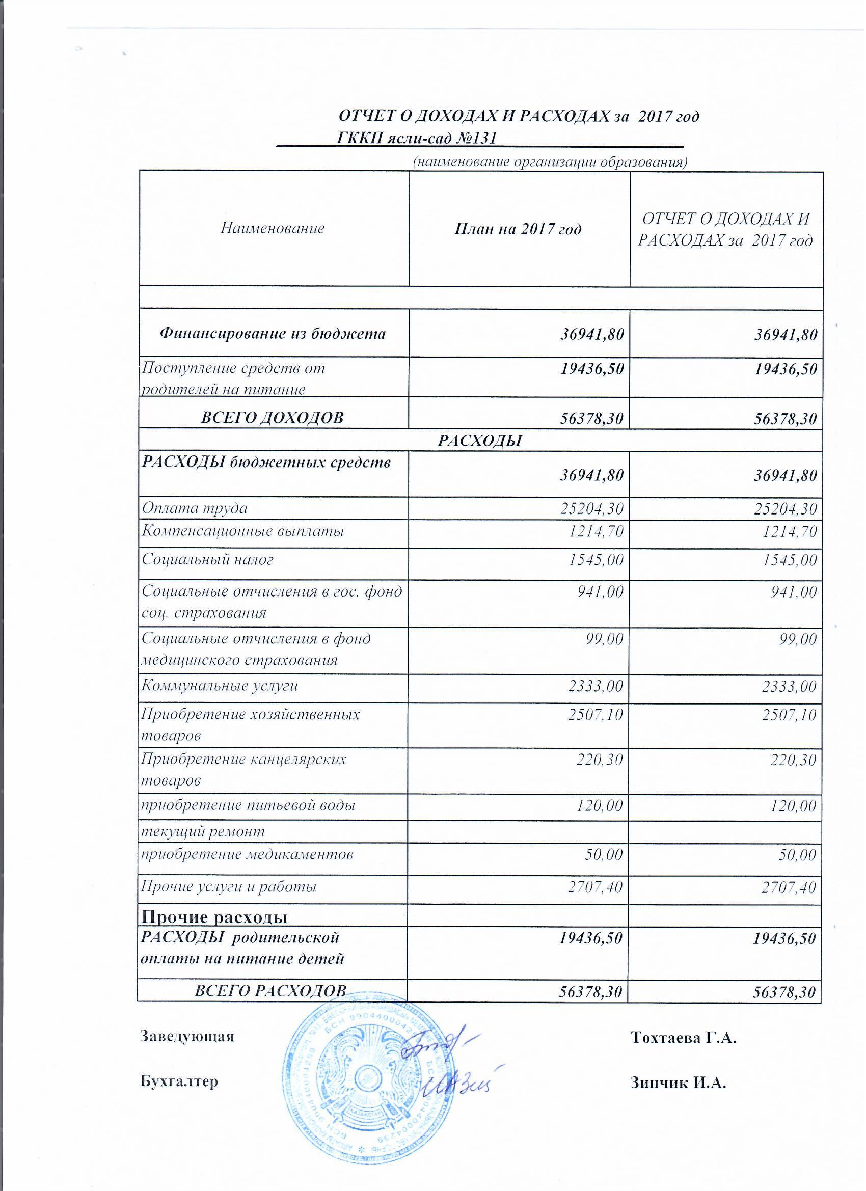 Отчет о доходах и расходах за 12 месяцев