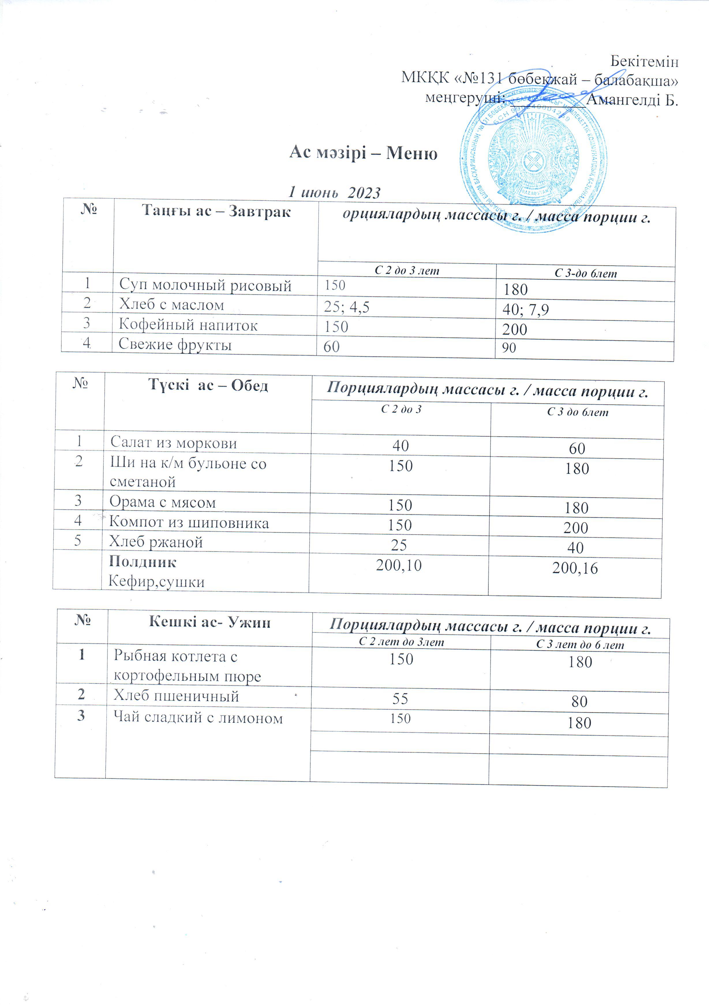 меню 01.06.2023