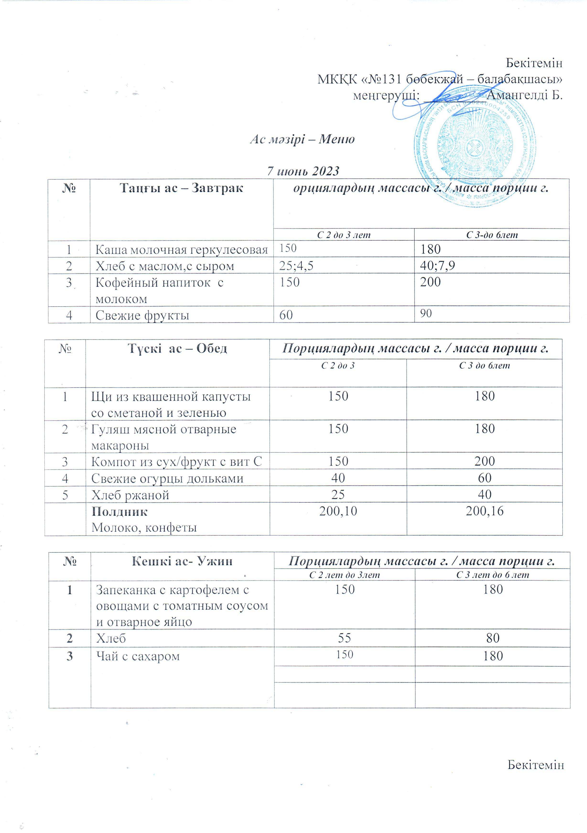 меню 07.06.2023