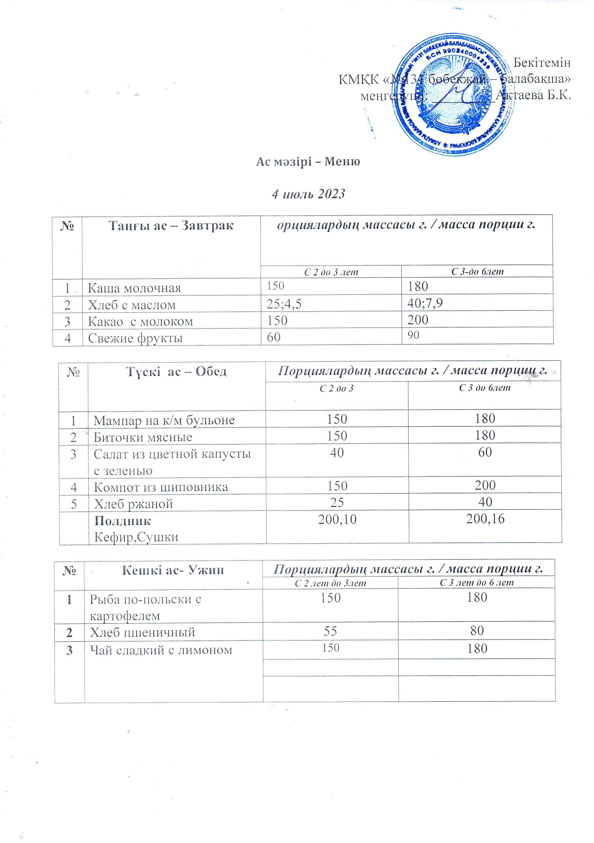 меню 04.07.2023