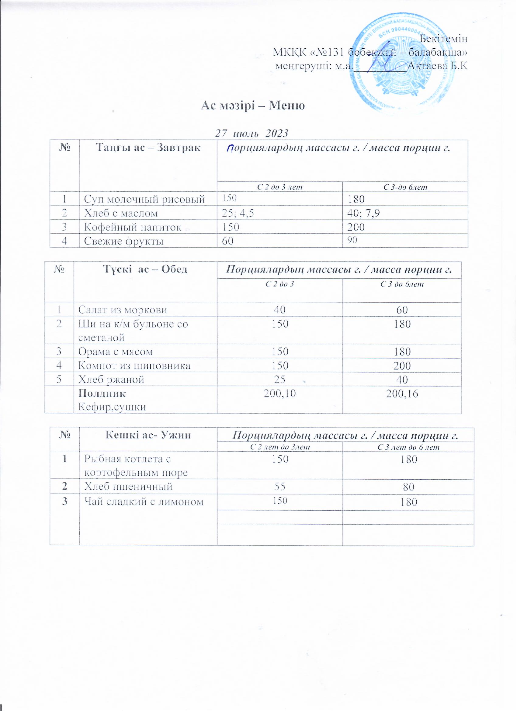 меню 27.07.2023