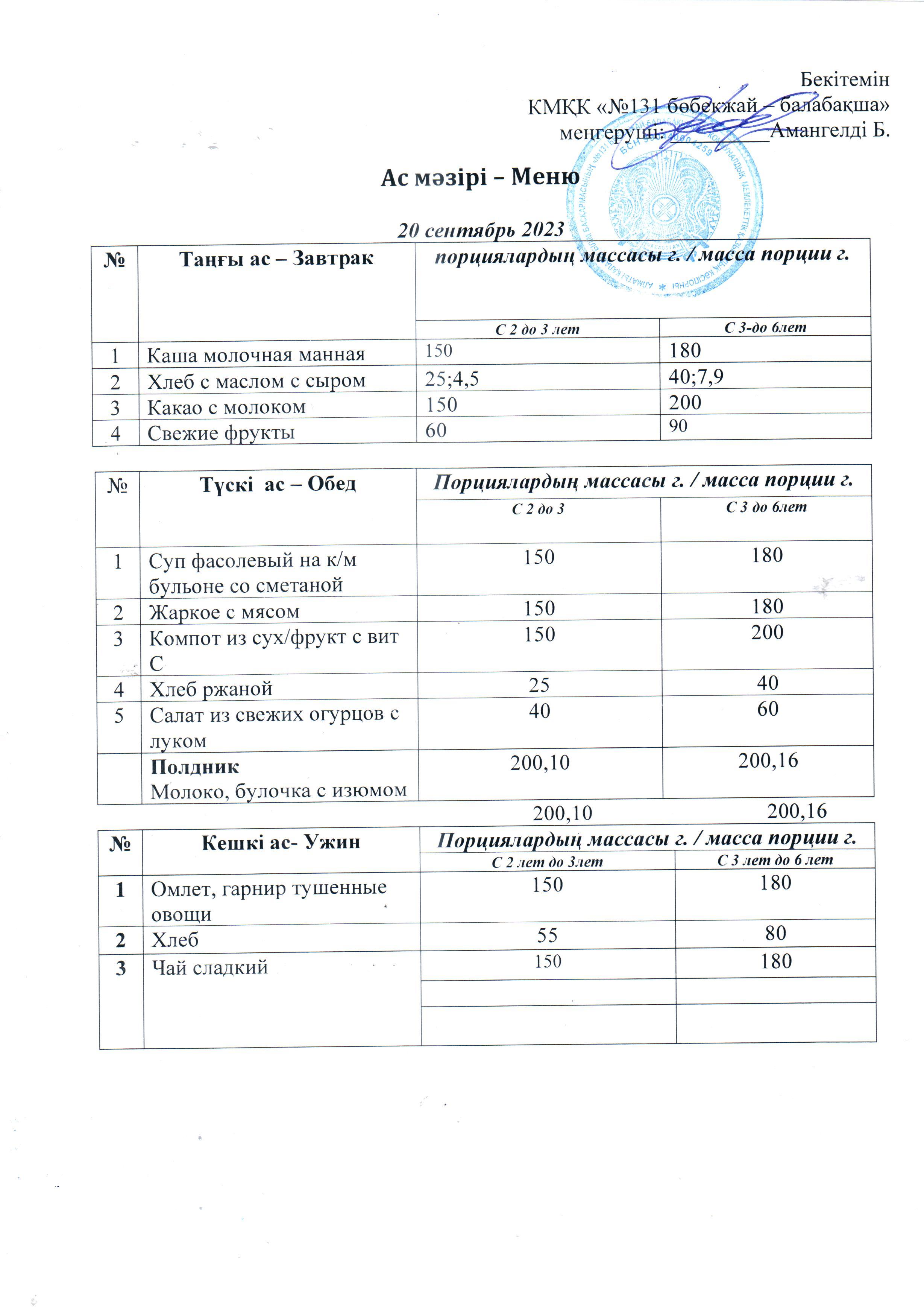 меню 20.09.2023