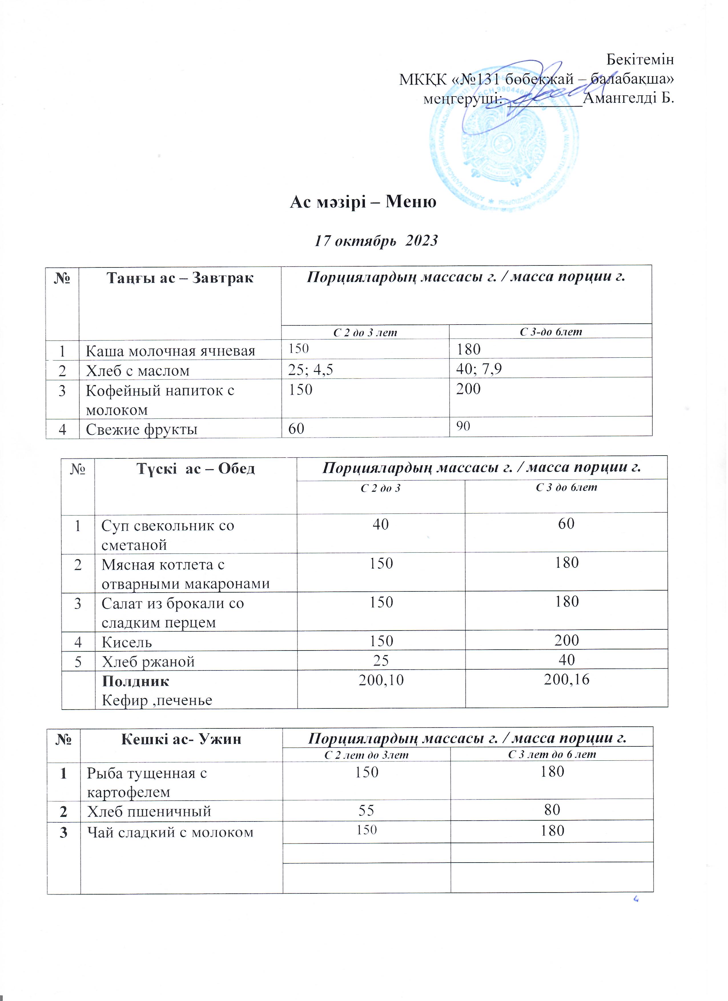 меню 17.10.2023