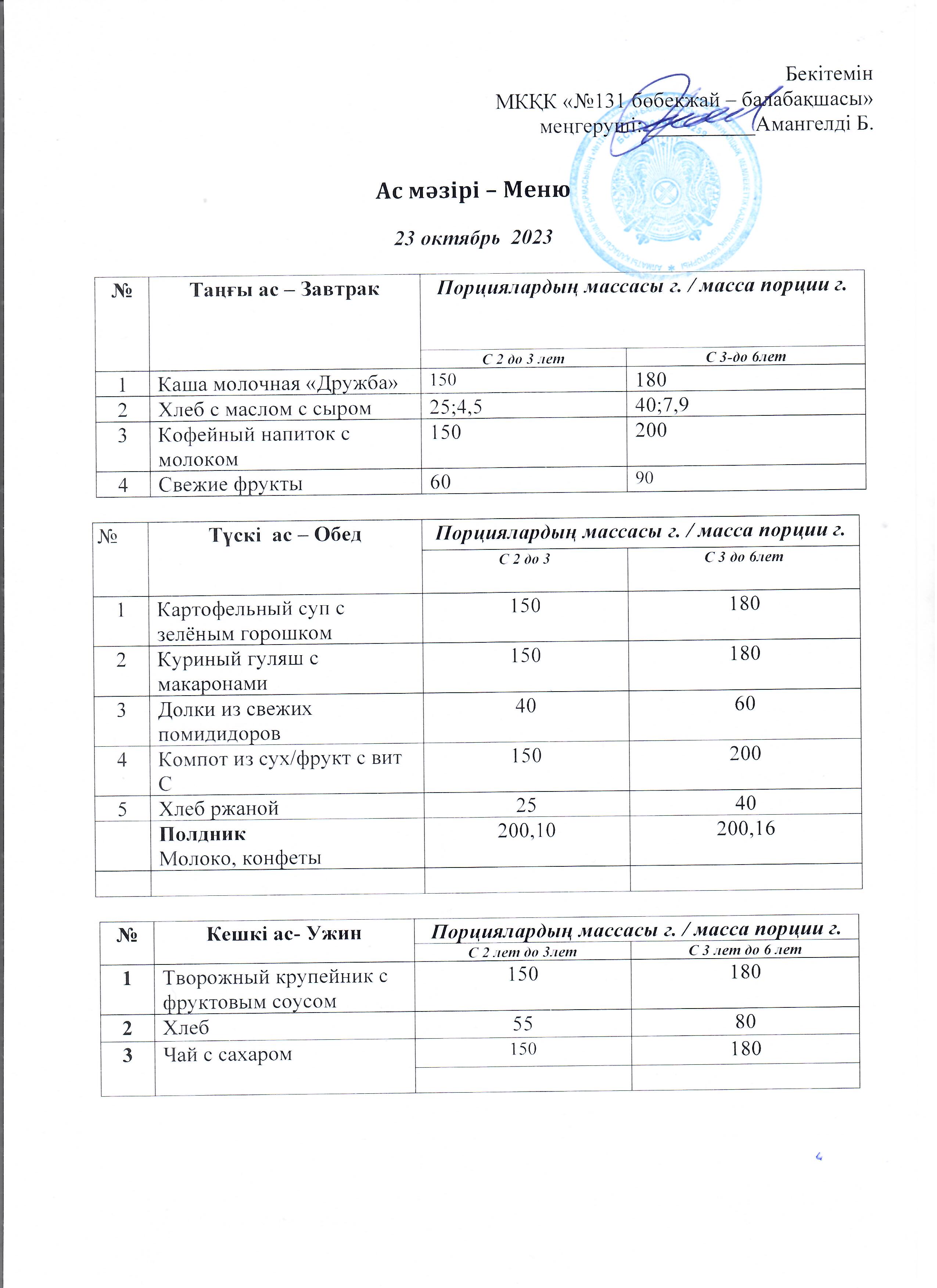 меню 23.10.2023