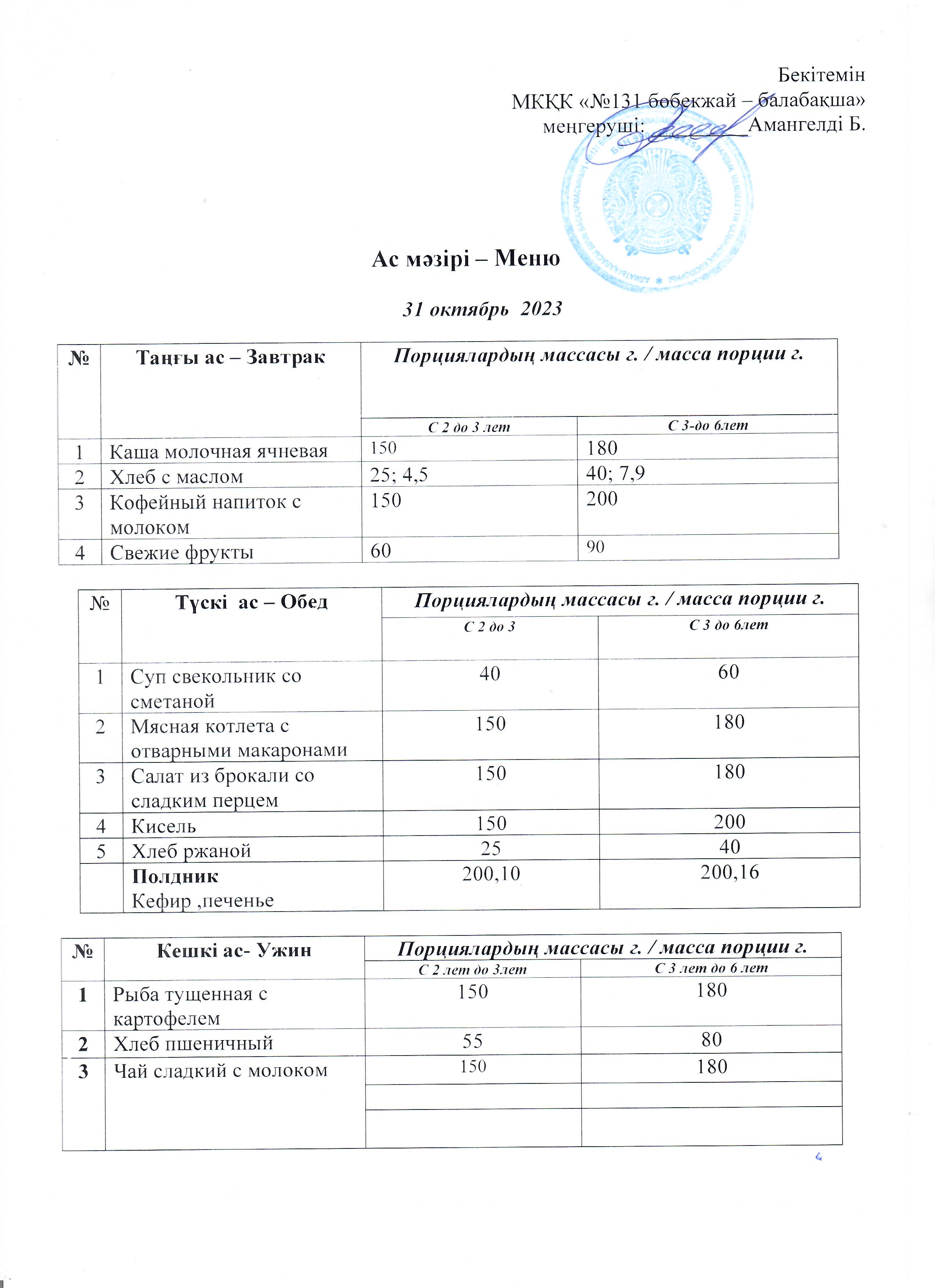 меню 31.10.2023