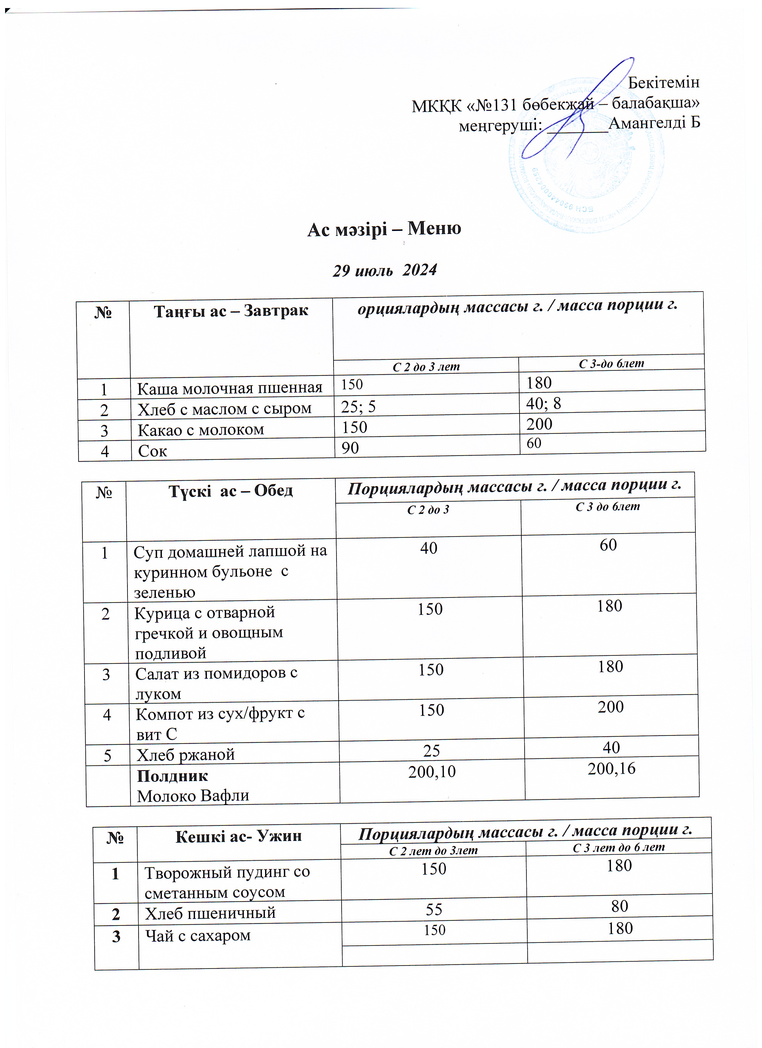 Меню   29 июль 2024 г