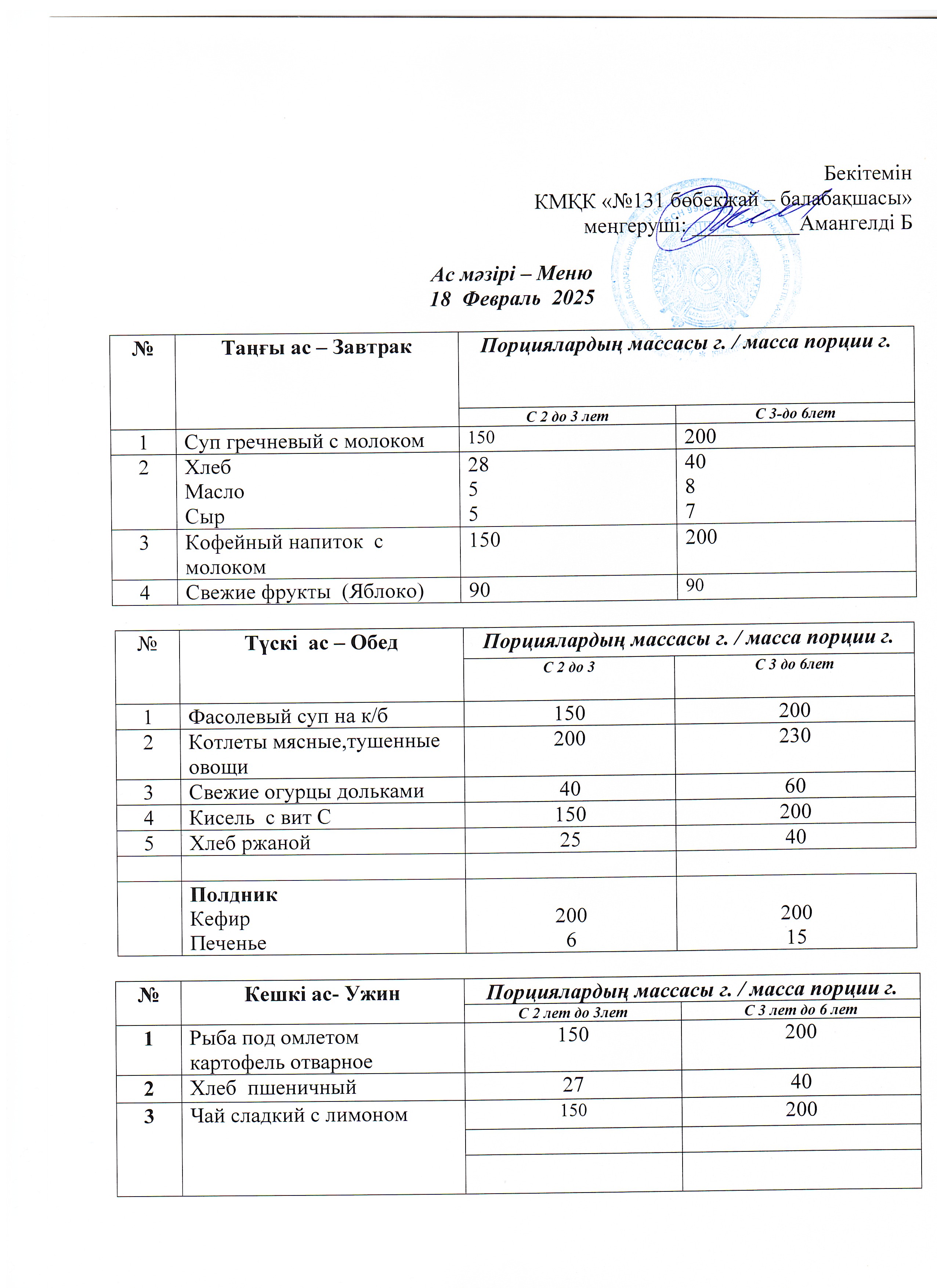 Меню 18 февраль 2025 г