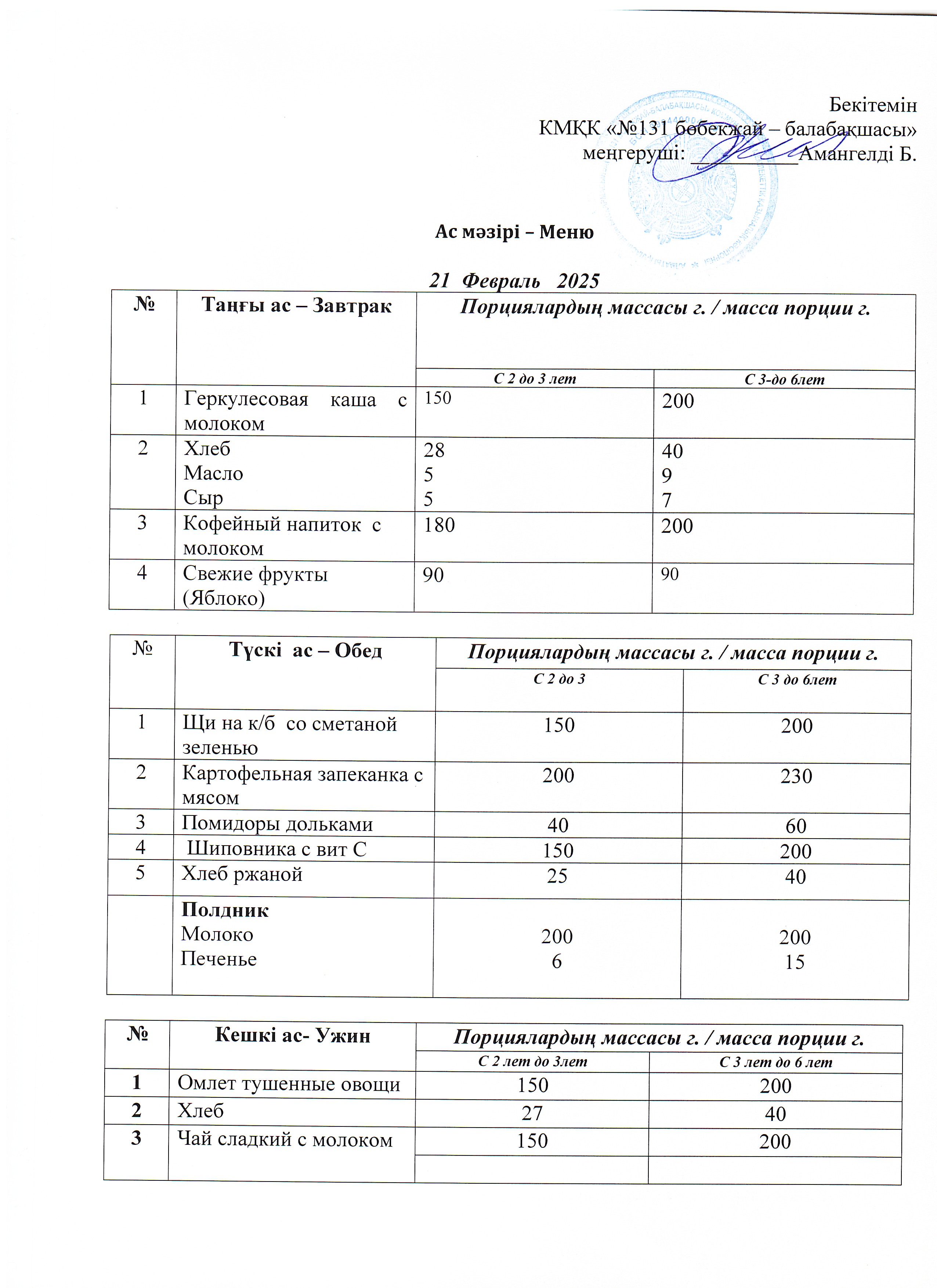 Меню 21 февраль 2025 г