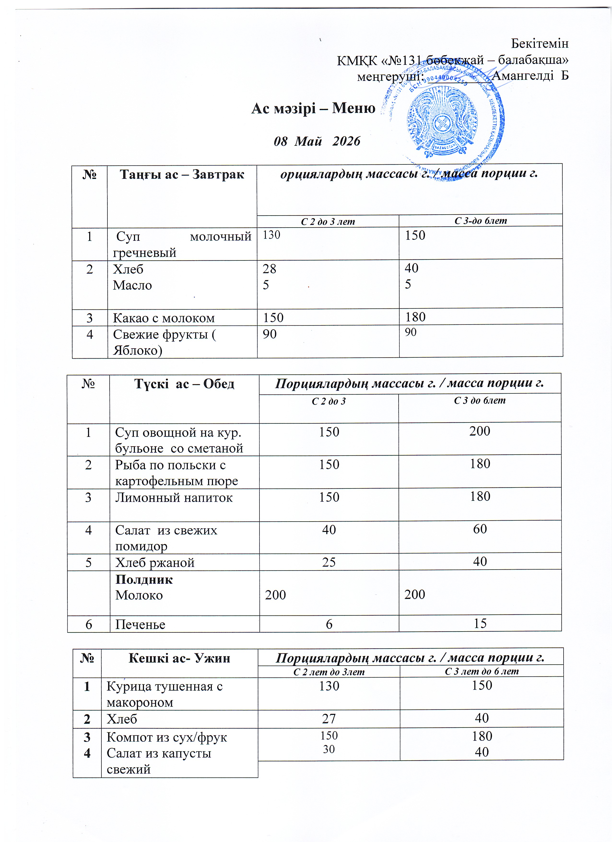 Меню 08 Май 2026 г