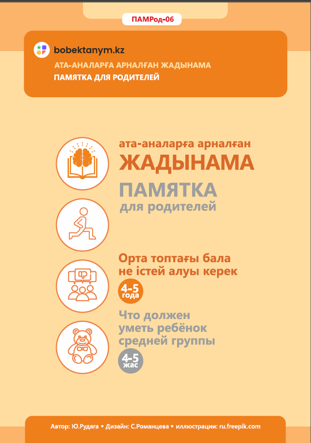 Орта топтағы бала не істей алуы керек?